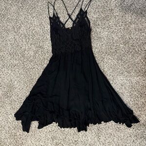 Free People Black Asymmetrical Lace Dress
